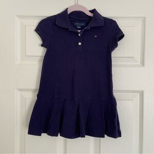Tommy Hilfiger Girls Navy Blue Polo Dress Pleated Skirt Short Sleeve Size 3